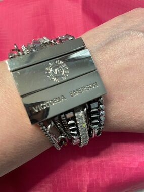 Victoria Emerson Silver-Tone Layered Crystal Wrap Bracelet